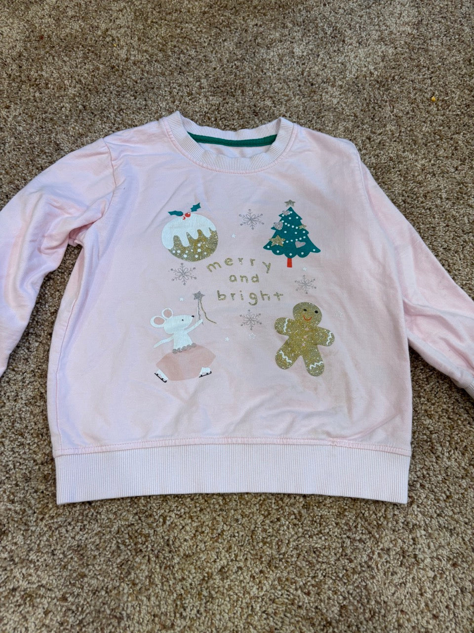 #47, girls size 6 holiday light pink sweatshirt