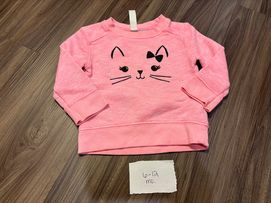 #138 - 6-12 Mo - VGUC Pink Cat Sweatshirt - PU 45236