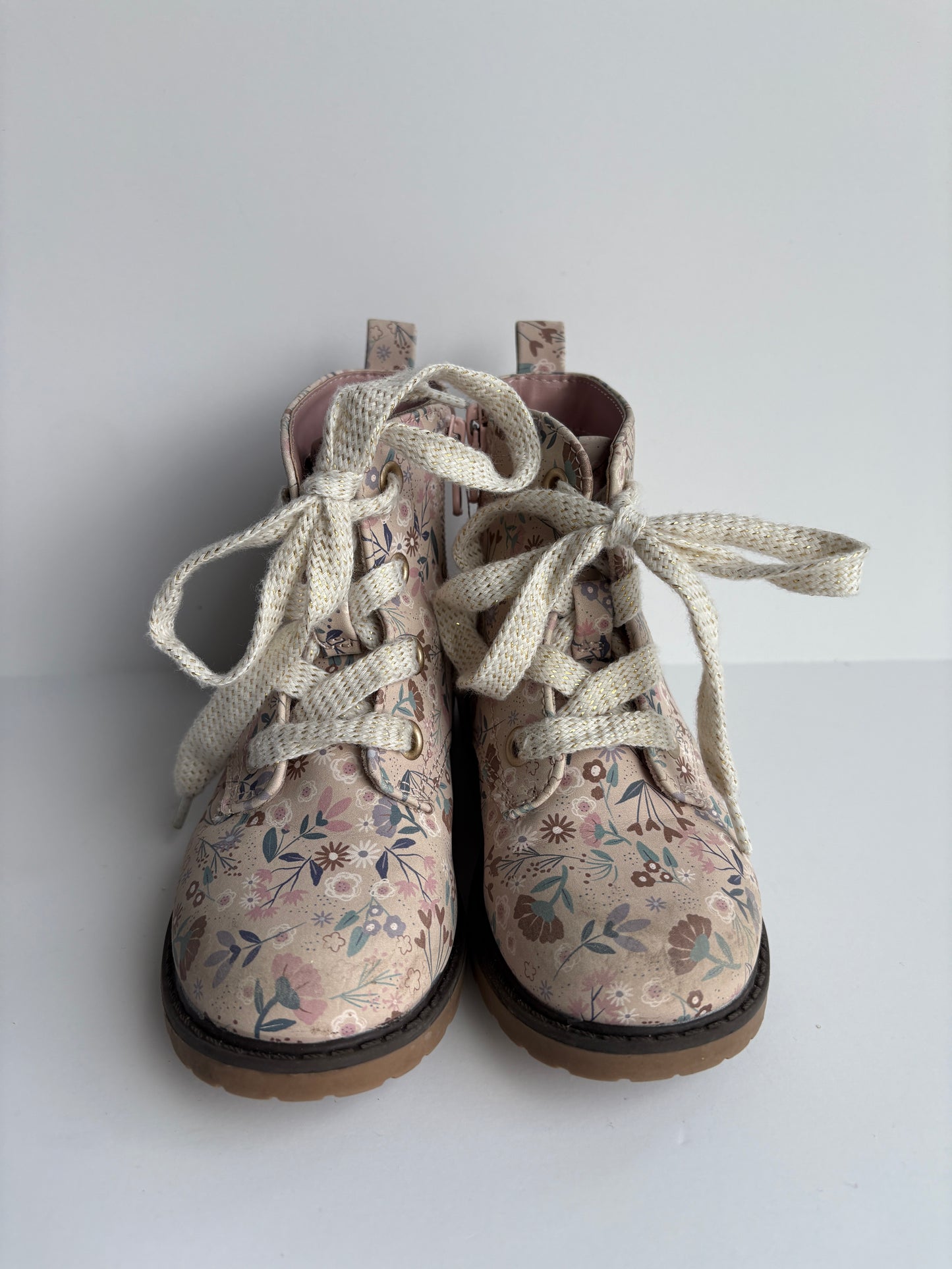 Seller # 105 - Size 9c Girls Cat & Jack Floral Combat Boots GUC