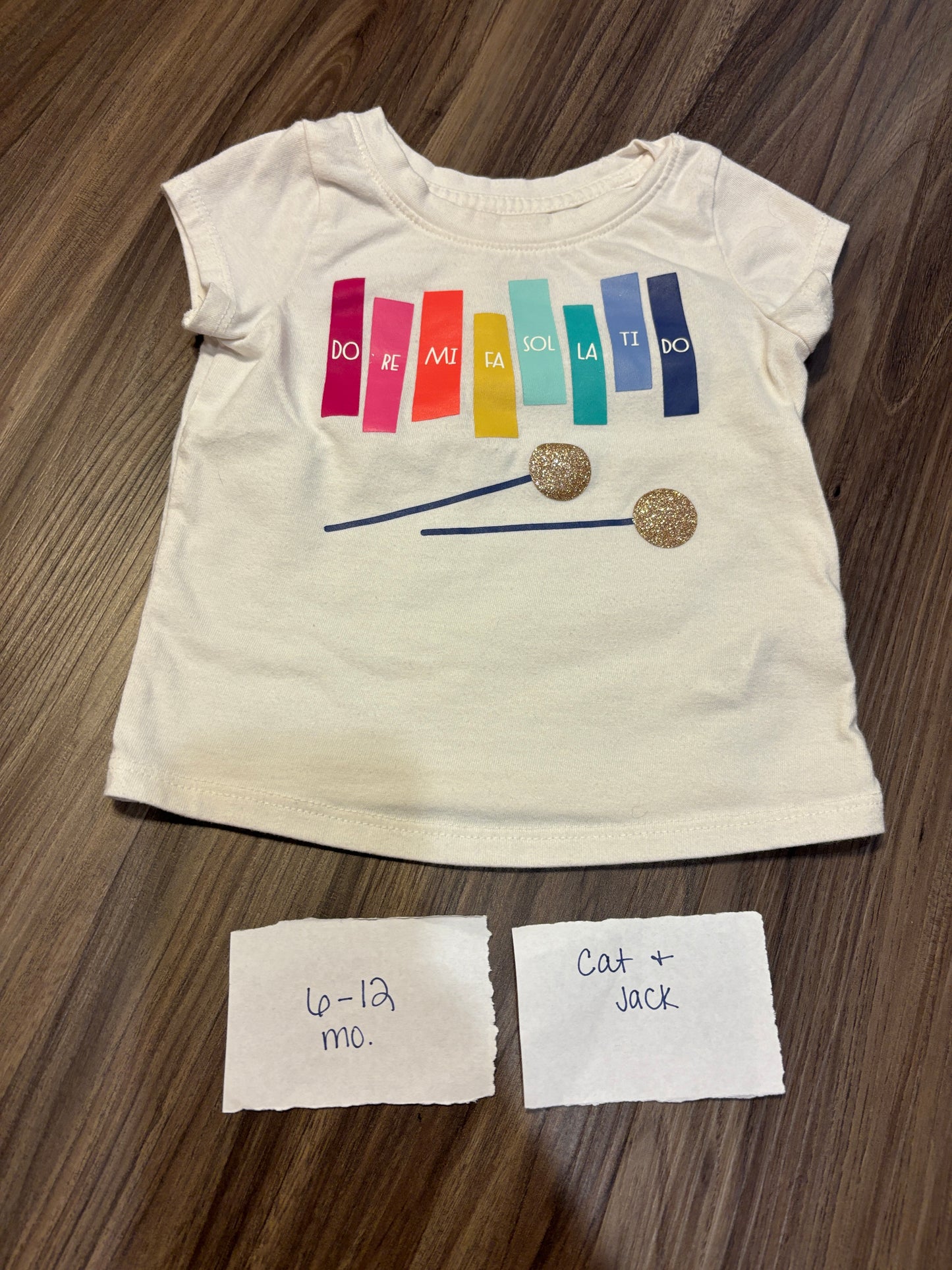 #98B - 6-12 Mo - Cat & Jack - Do Re Mi Tshirt - PU 45236 (near Kenwood) Except Semiannual Sale