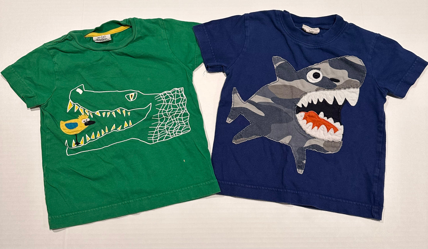 Boys Mini Boden Lot, alligator and shark Shirt Size 2-3