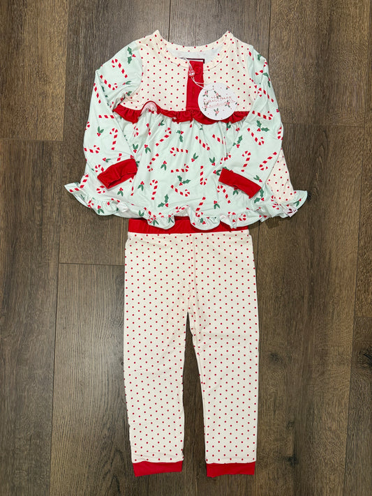 #173-NWT SweetHoney candy cane pajamas girl size 2T