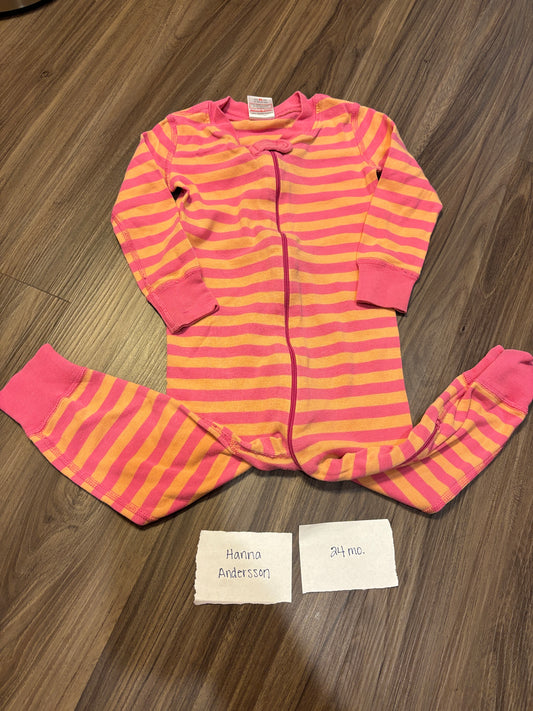 18-24 Mo - Hanna Andersson - Pink/Orange Striped Romper - PU 45236 (near Kenwood) Except Semiannual Sale