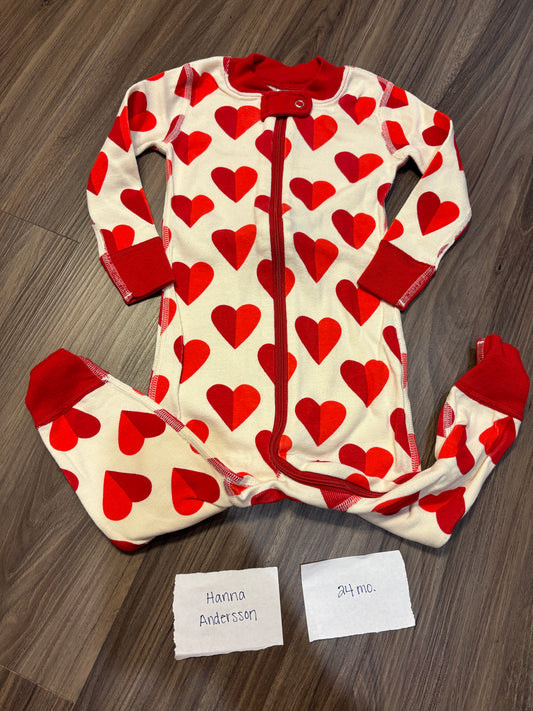 18-24 Mo - Hanna Andersson - Hearts Romper - PU 45236 (near Kenwood) Except Semiannual Sale