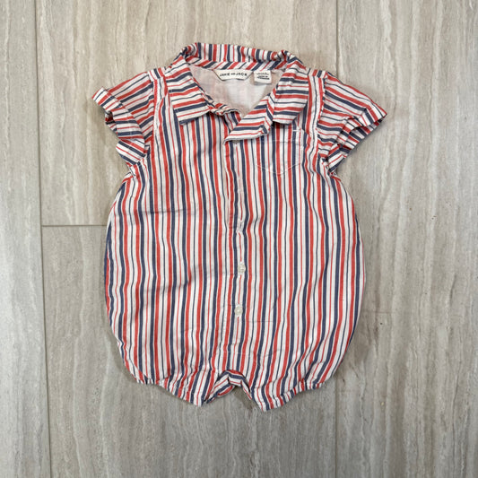 Seller 17 Janie & Jack Baby Boy Red White & Blue Stripe One-Piece Romper 0-3mo.
