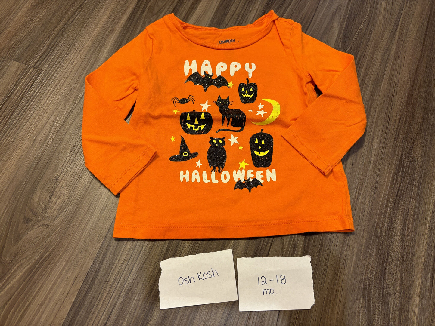 #138 - 12-18 Mo - VGUC Osh Kosh - Happy Halloween LS Shirt - PU 45236