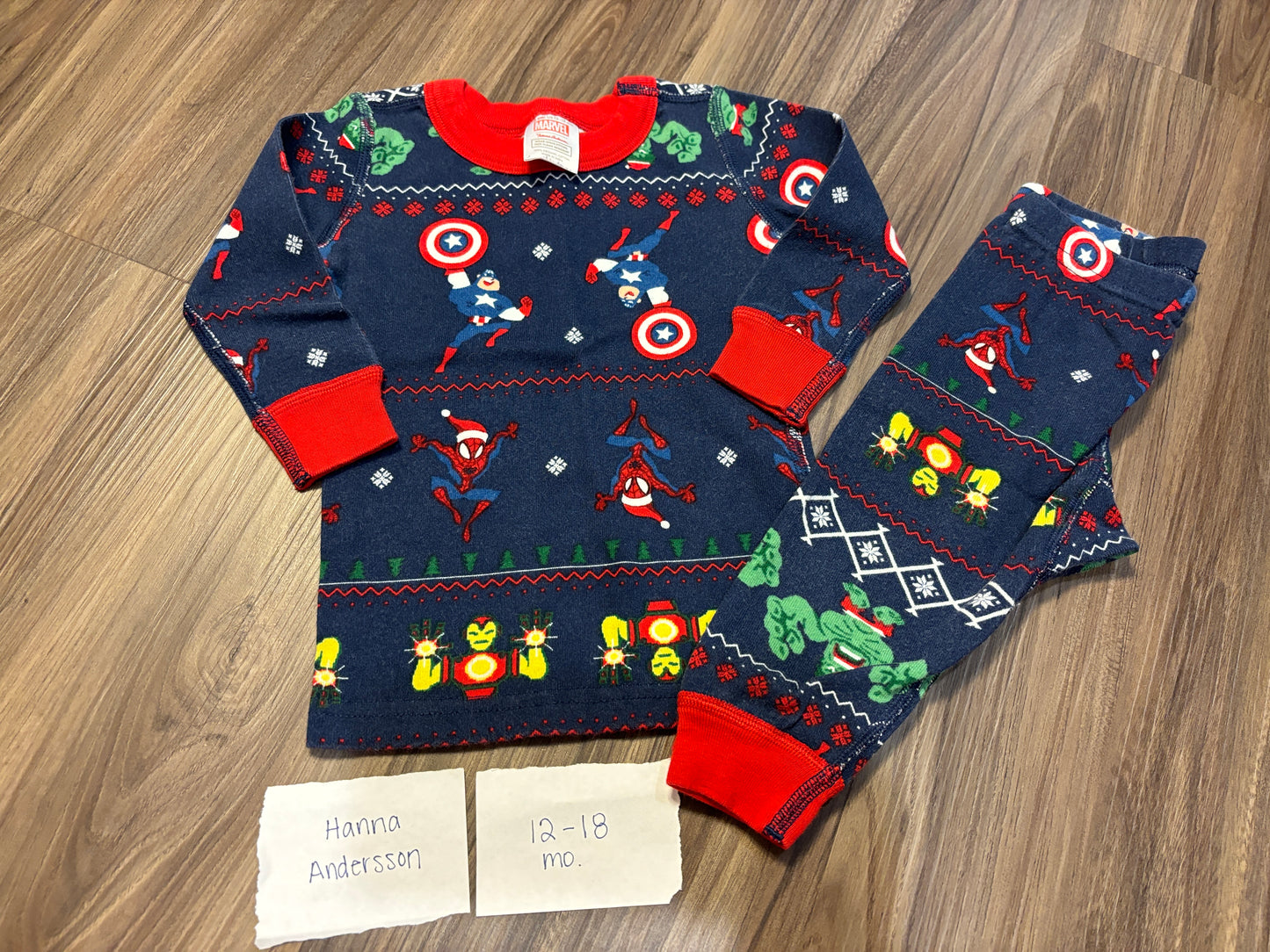 #98B -  12-18 Mo - Hanna Andersson - Marvel Christmas PJs - PU 45236 (near Kenwood) Except Semiannual Sale