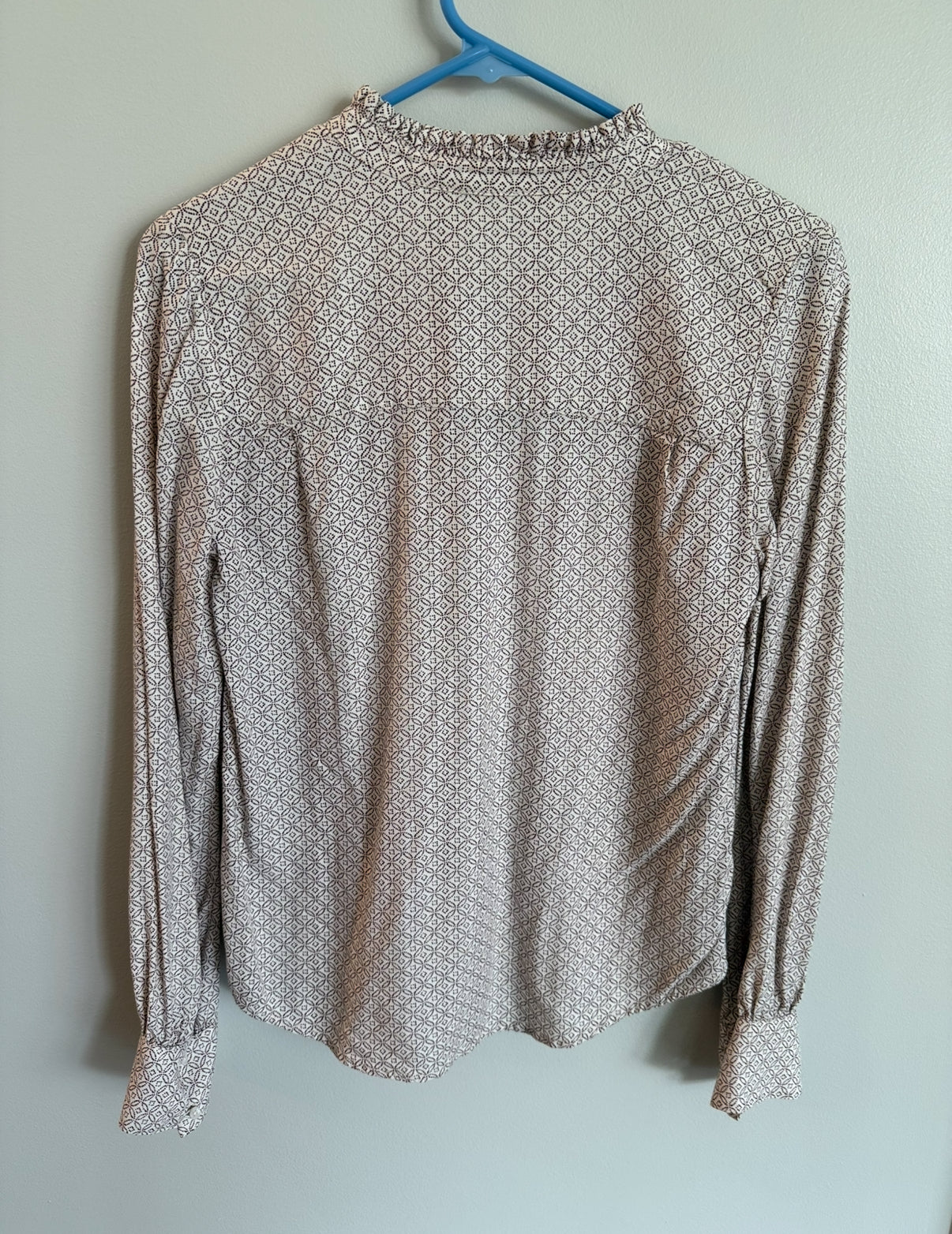 #173-women's cream and maroon blouse size XS