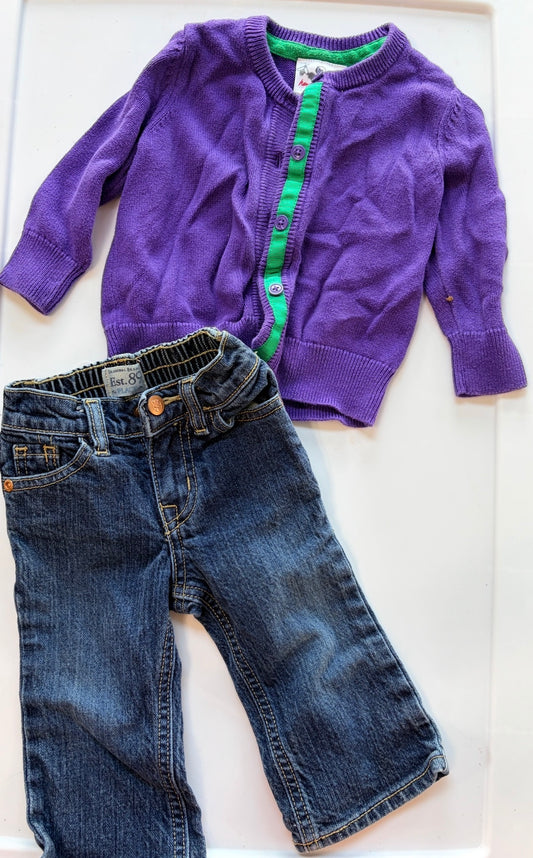 #35 girls outfit HA sweater and children’s place jeans