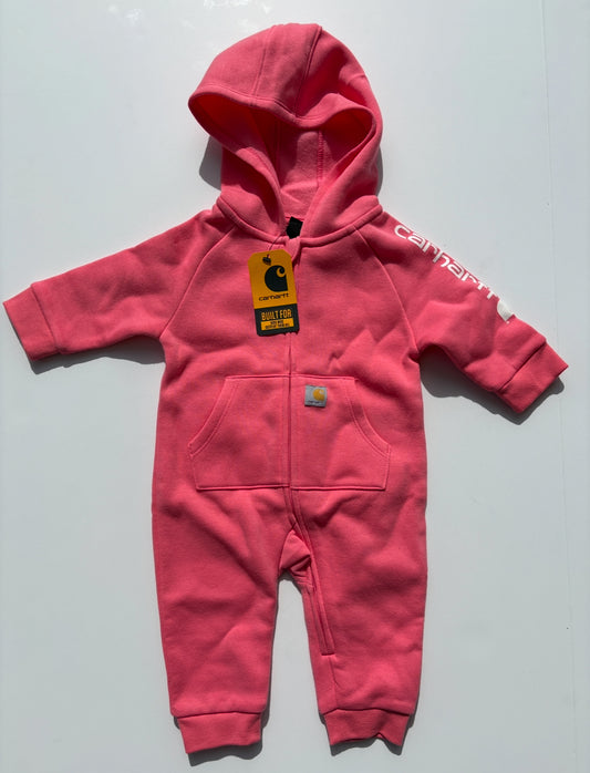 Seller # 105 - NWT 3M Girls Carhartt Pink Fleece Zip Front Hooded Coverall