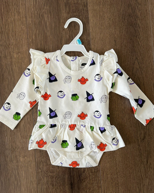 #173- NWOT Monica+Andy Halloween skirted onesie size 6-9m