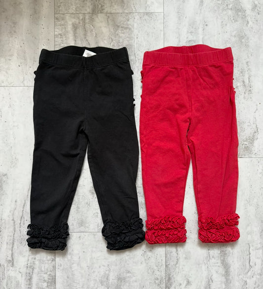 #173-RuffleButts red and black legging bundle girl size 12-24m