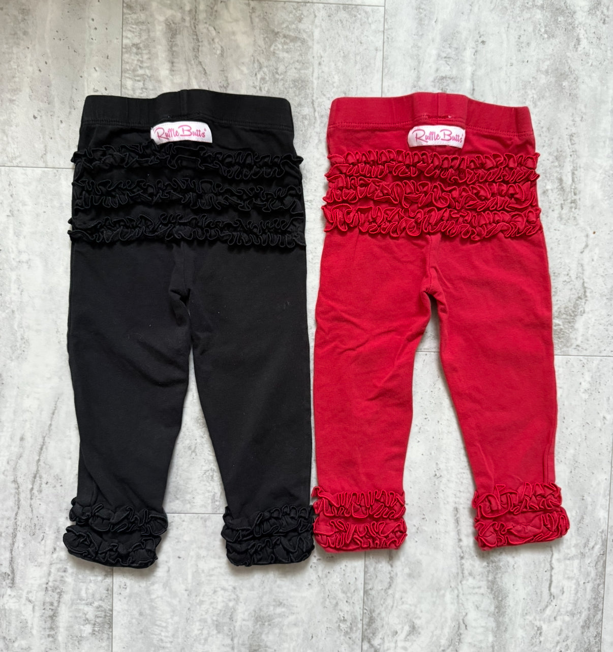 #173-RuffleButts red and black legging bundle girl size 12-24m