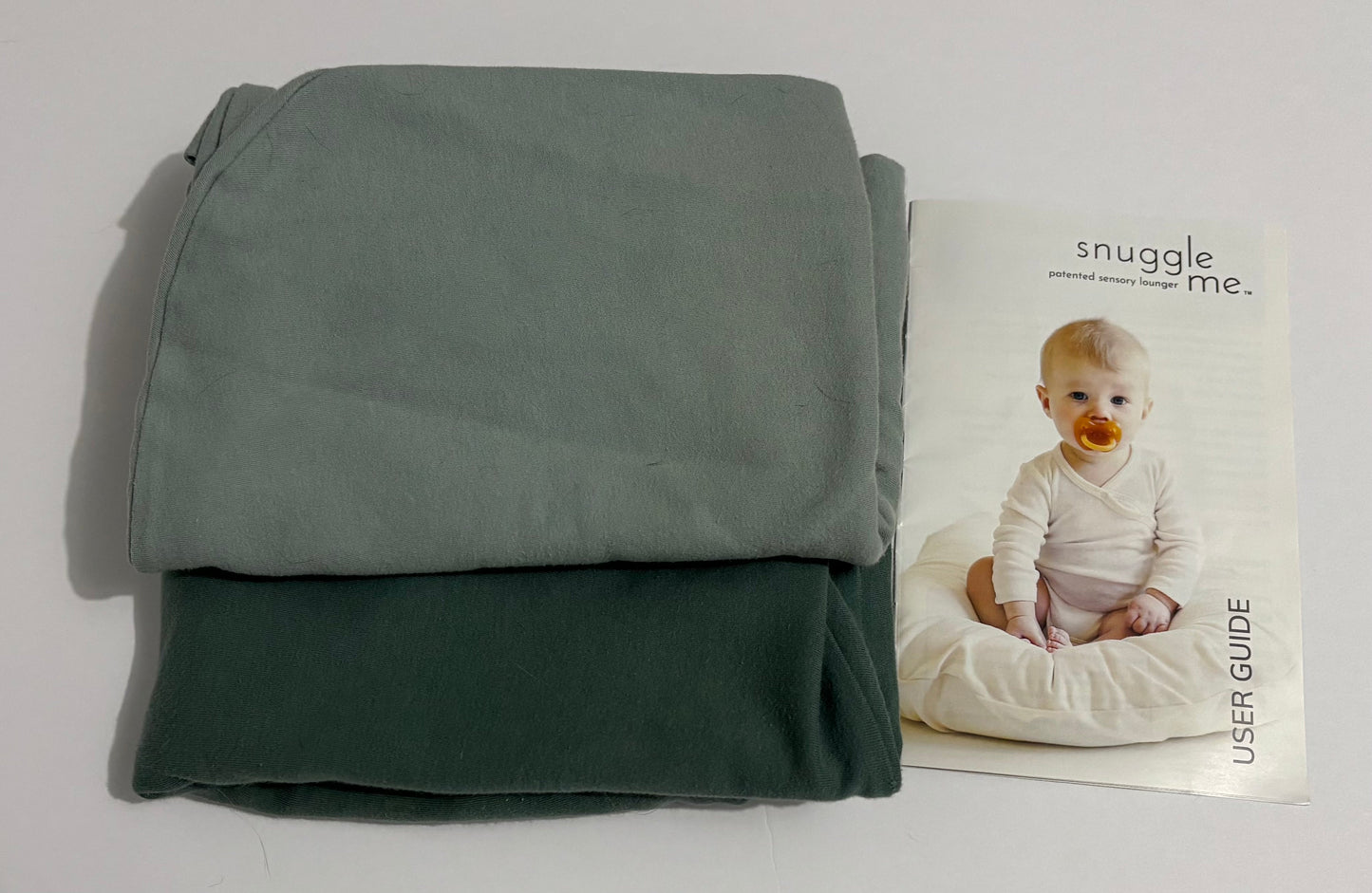 #132 - REDUCED - Bundle of Snuggle Me: Organic Infant Sensory Lounger + 2 Organic Cotton Covers in Moss & Slate