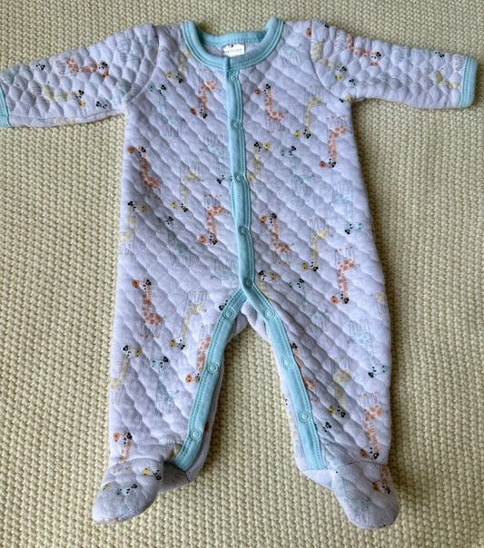 #93 Little Me Pastel Zoo Animal Quilted Sleeper Pajamas Boys 0-3M