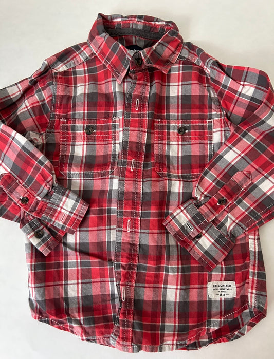 45242 Boys 3T Carters Red plaid long sleeve shirt