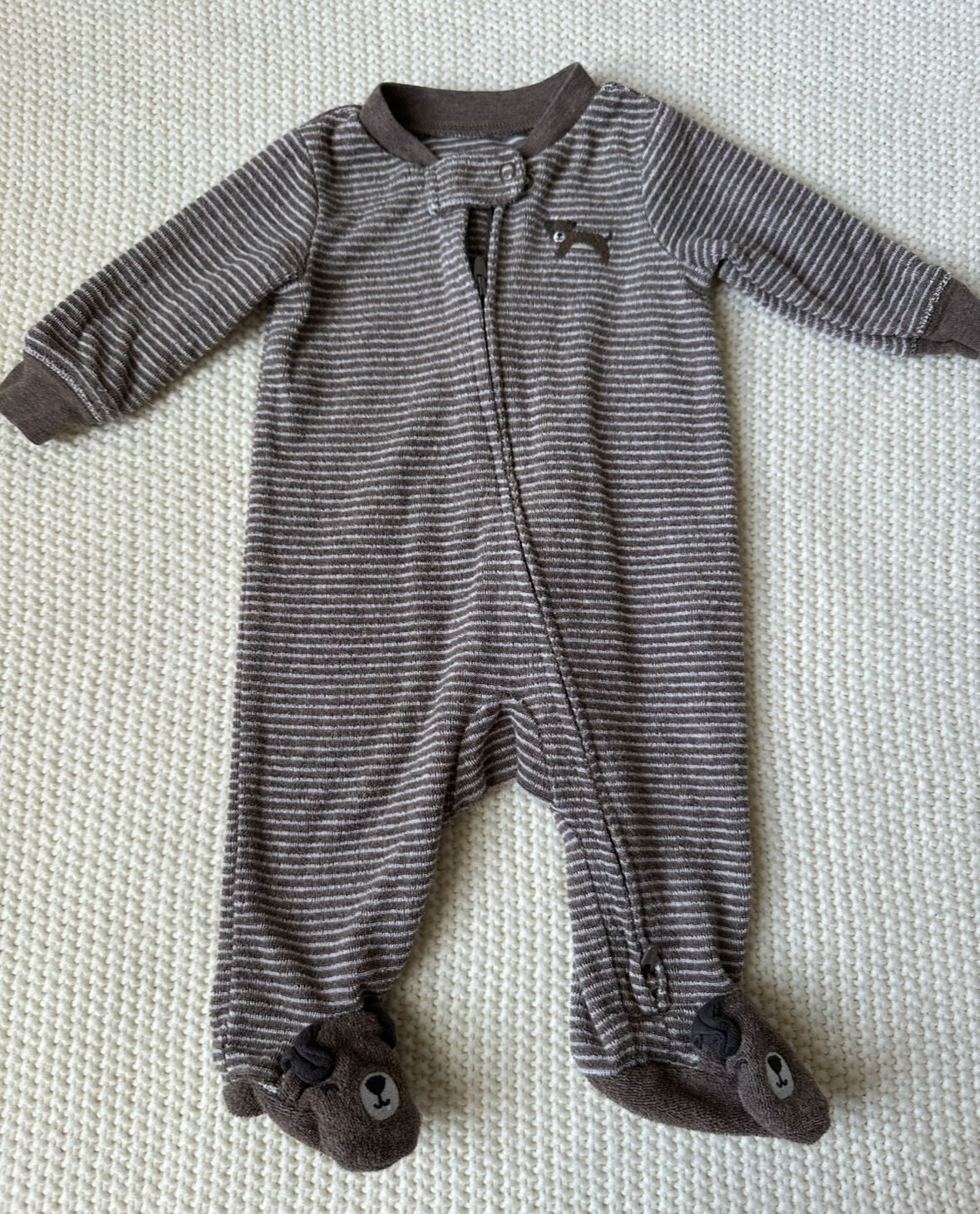 #93 Carter's Striped Animal Footie Pajamas Sleeper Set Boys 3M