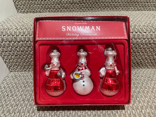 #57 William Sonoma Snowman Ornaments, glass