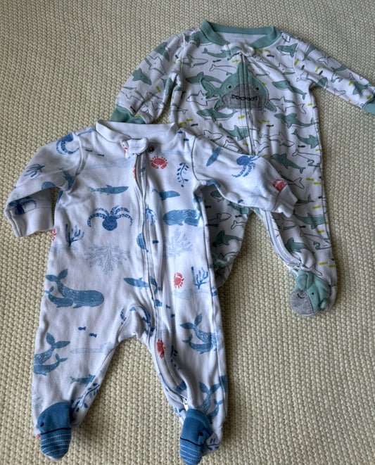 #93 Carter's Sea Creature Sleeper Pajamas Boys 3M