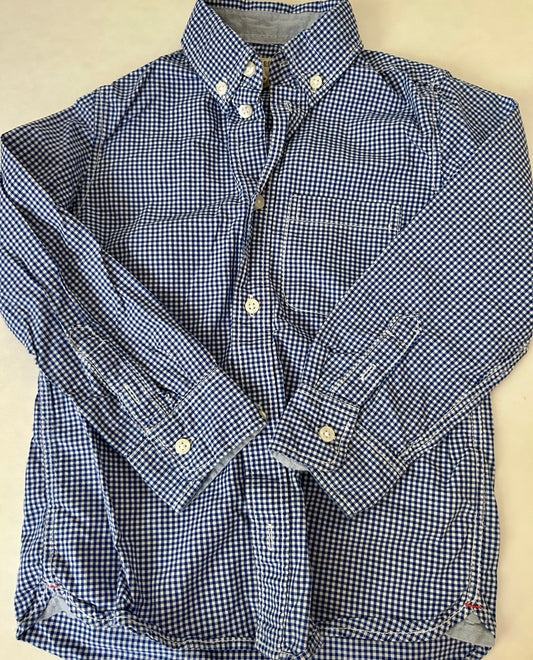 45242 Boys size 4-5 H&M blue long sleeve collared dress shirt