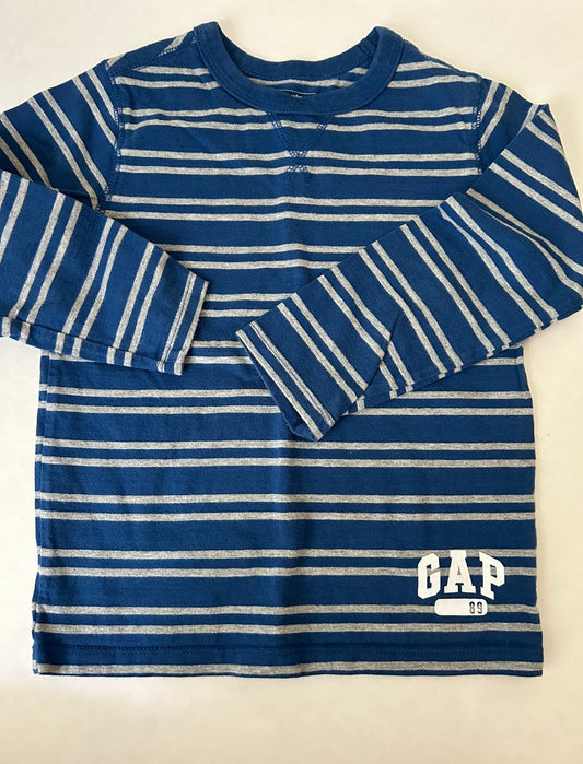 #200 Boys size 5 Gap long sleeve blue striped shirt