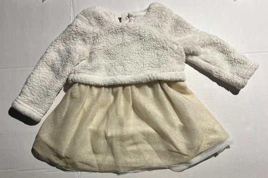 #95 Girls White and Gold 18m Dress