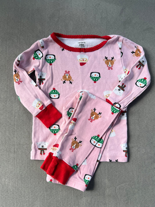 #154 24mo Girls Carter's pink Christmas PJs