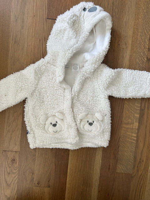Seller #174 Fleece cream bear jacket 0-6 months