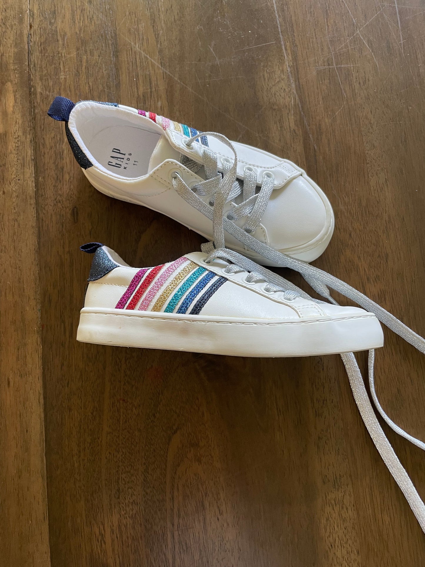 #52 - The GAP Kids - Metallic Rainbow Stripe Sneaker - Size 11 Kids - Like New