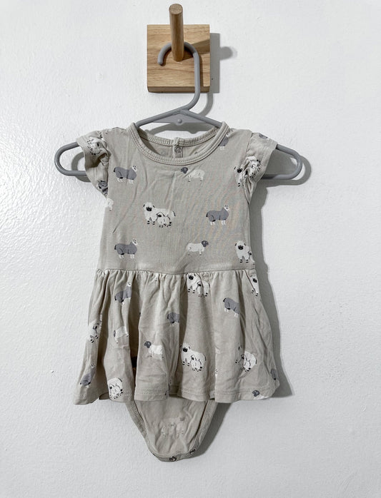 #111 Kyte Baby Sheep Bodysuit Dress 3-6 Month