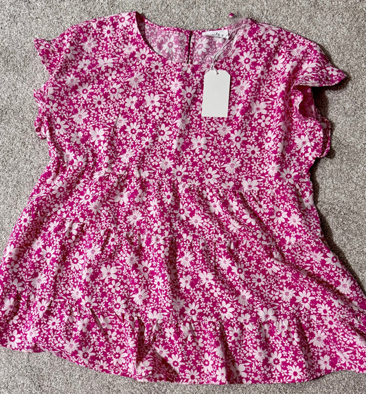 #133 NWT Emily Wonder White Pink Womens Top Sz Large