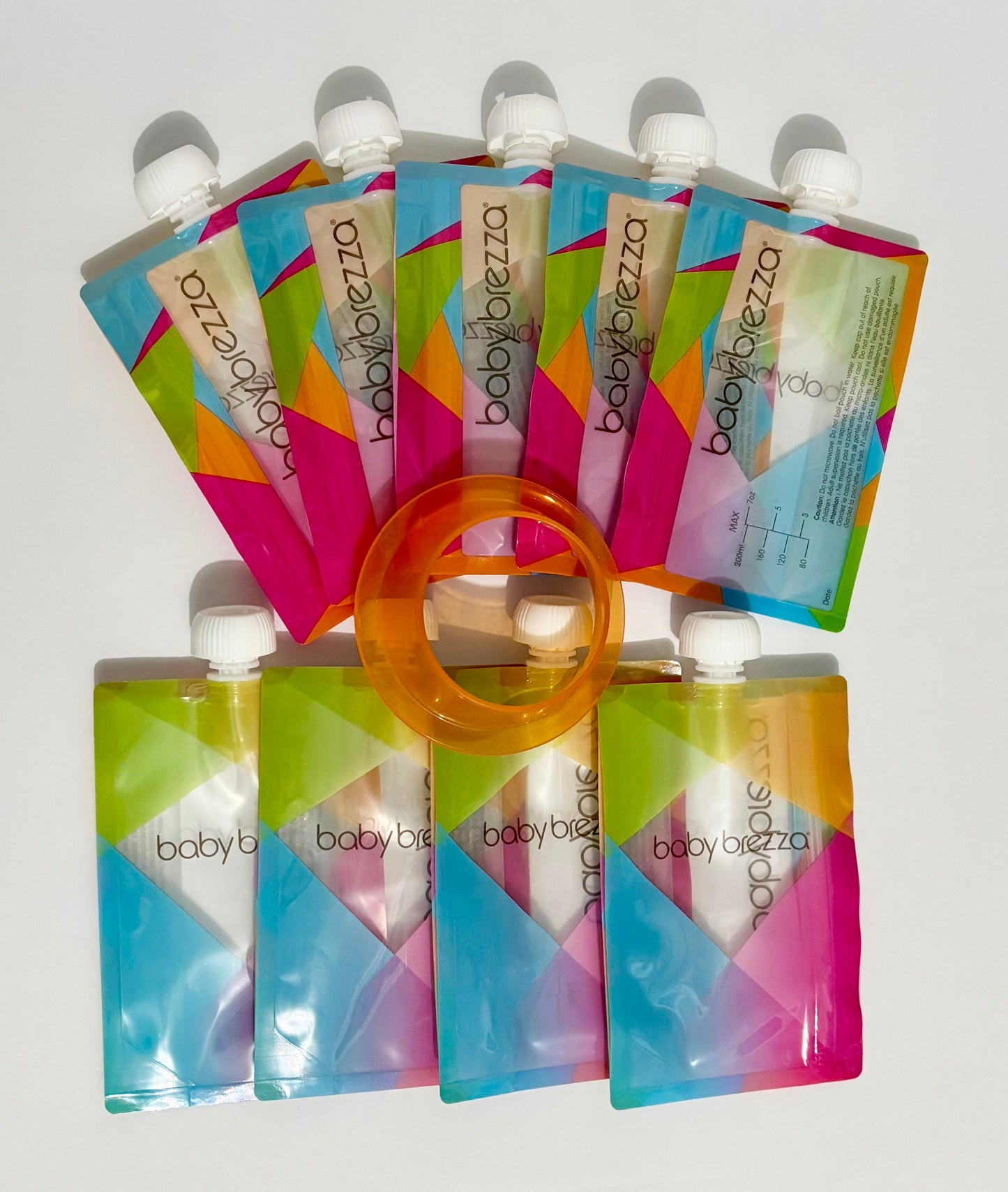 #132 - REDUCED- Baby Brezza: Reusable Baby Food Storage Pouches + Funnel, 9 pack