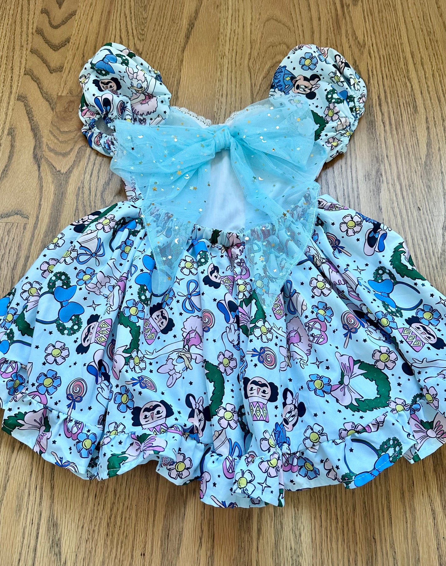 #198- Girls, Boutique, Custom-made Holiday Disney Dress- Size 5/6