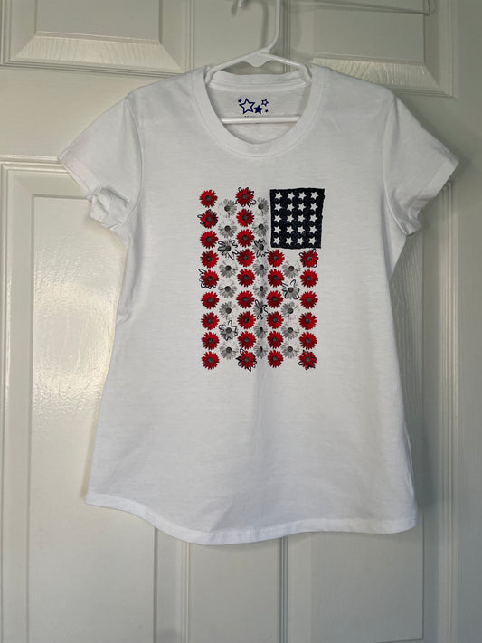 Girls Flag T-shirt Size 7-8