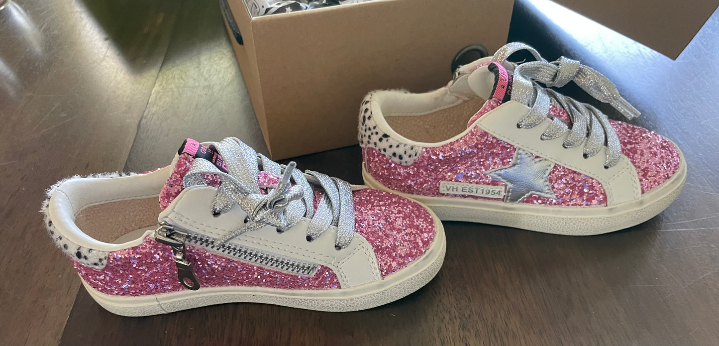 #52 - Vintage Havana Kids' River Pink Glitter Sneaker, Girl's Toddler Sneaker 11M, NIB