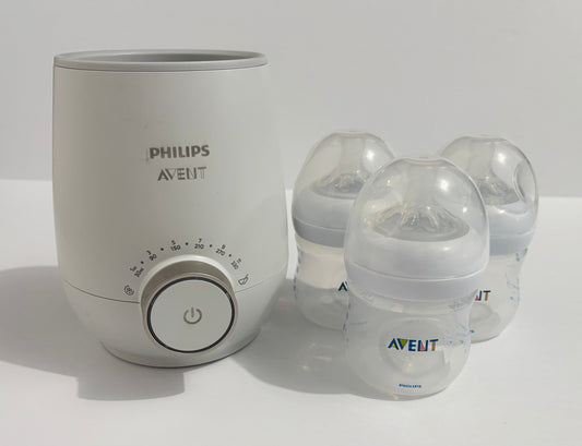 #132 - REDUCED- Bundle of Phillips Avent: Bottle Warmer and 3 Natural Baby Bottles with Size 1 Natural Response Nipples - 4oz