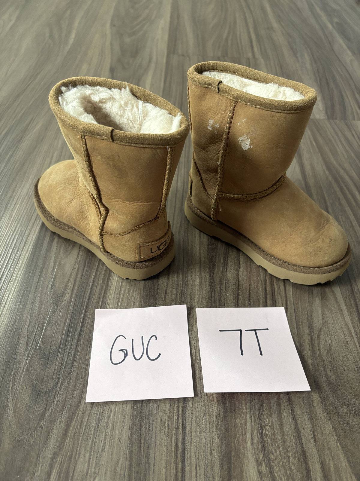#138 - 7T Shoe GUC Tan Uggs (no bows)