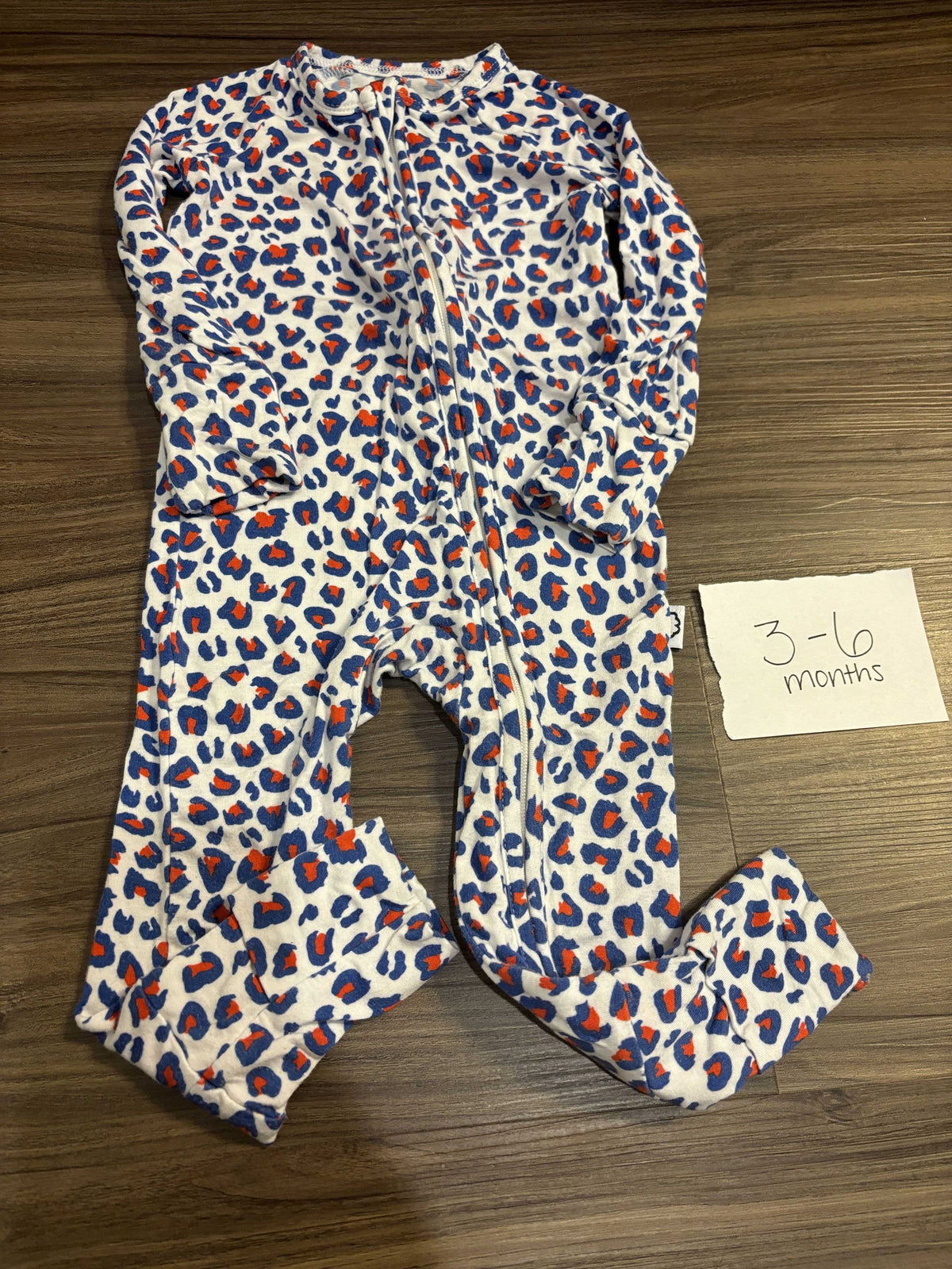 #138 - 3-6 Mo EUC Bamboo (DBLC) Red/White/Blue Leopard Zippy