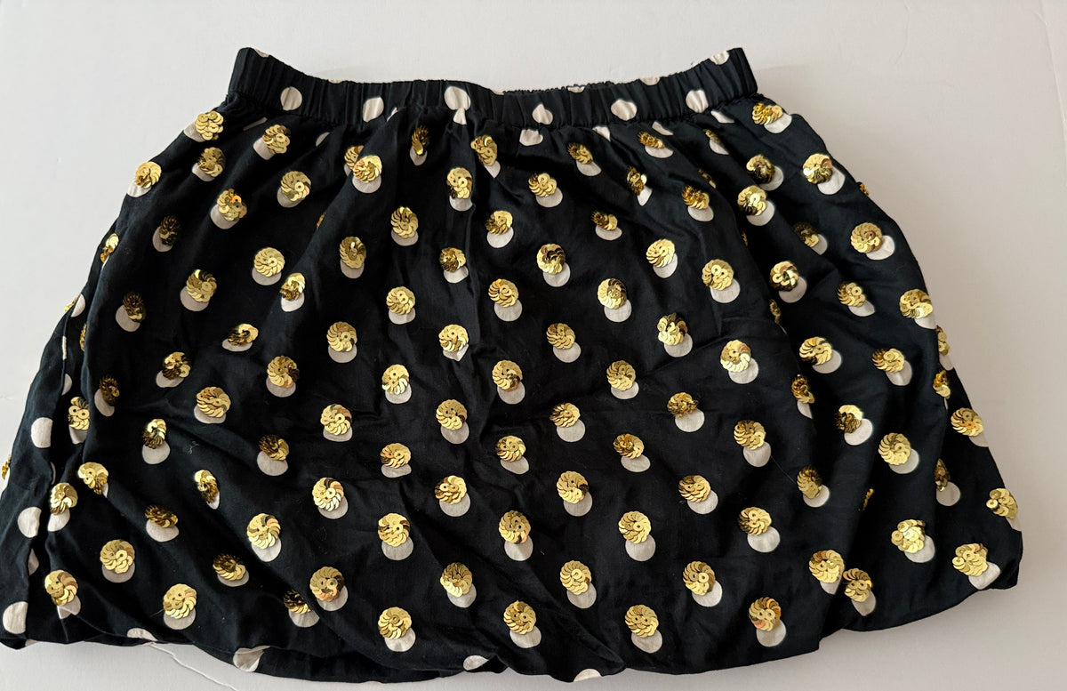 Seller #156_Crewcuts pull on lined skirt in Black with gold shimmer accent Girls size L 10-11
