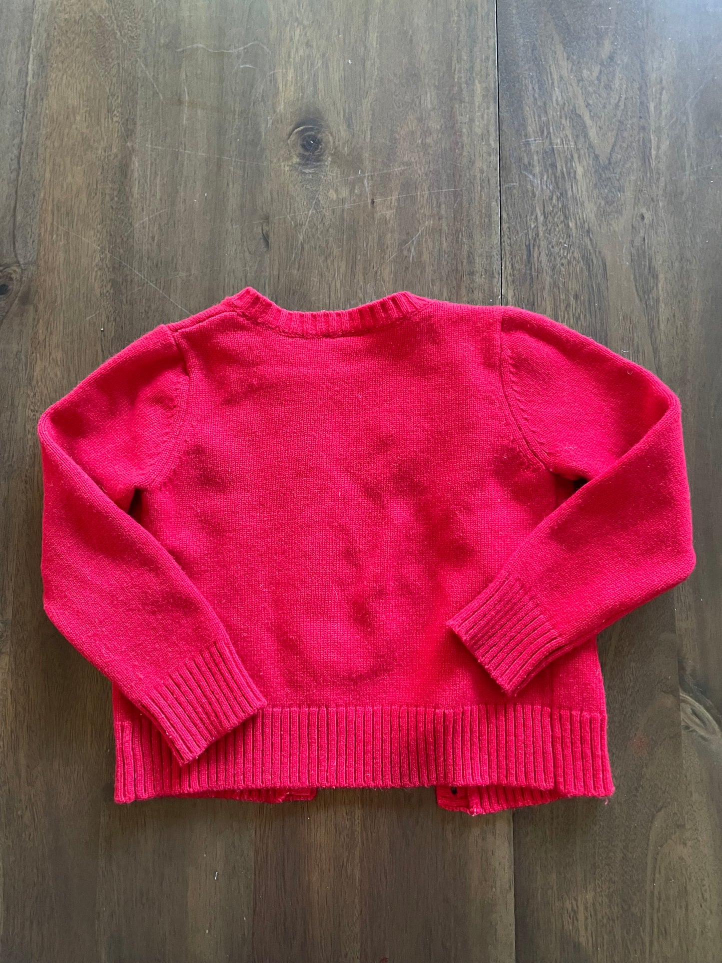 #52 - Jacadi Paris Girl’s Red Cardigan Sweater - Size 4  / 104 - Like New