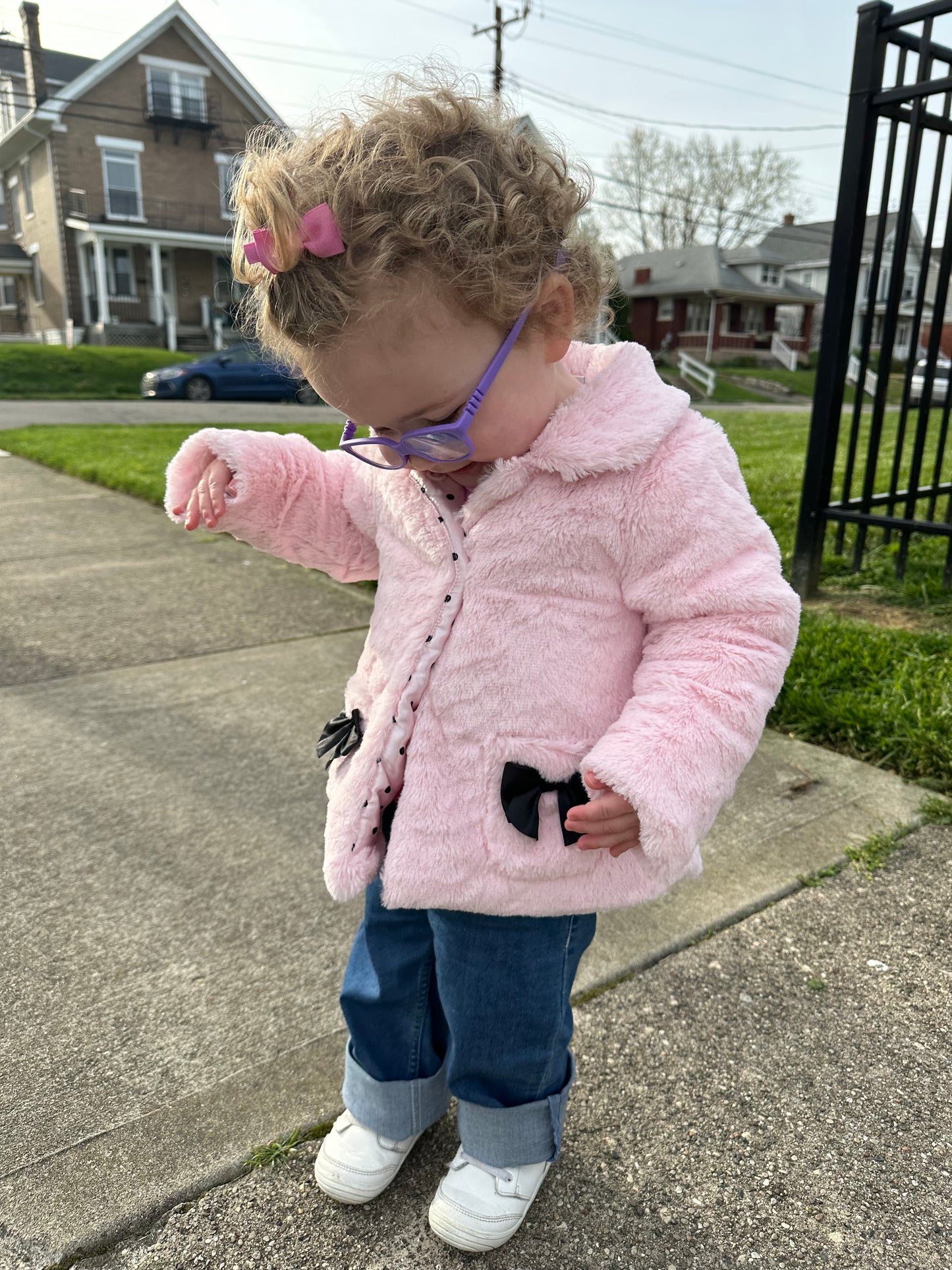 #93 Little Me Pink Fluffy Jacket Girls 24M