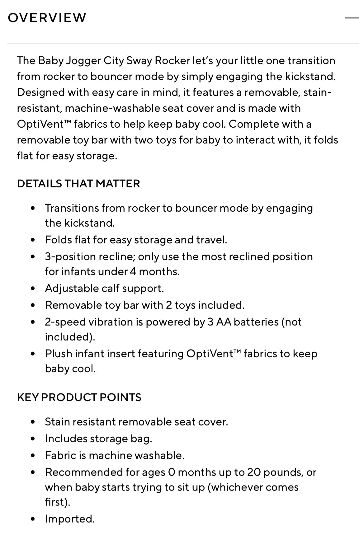 #132 - REDUCED - Baby Jogger: City Sway 2-in-1 Compact Folding Rocker/Bouncer - LIKE NEW!