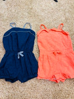 #73 girls 12-18mo rompers, savannah brand
