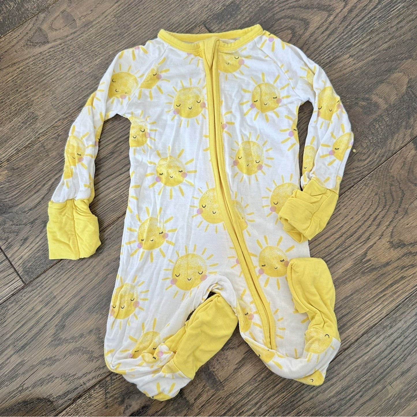 #214*REDUCED*  Little Sleepies Bamboo Girls 0 to 3 months Zippy (HAS PINHOLE, see picture)