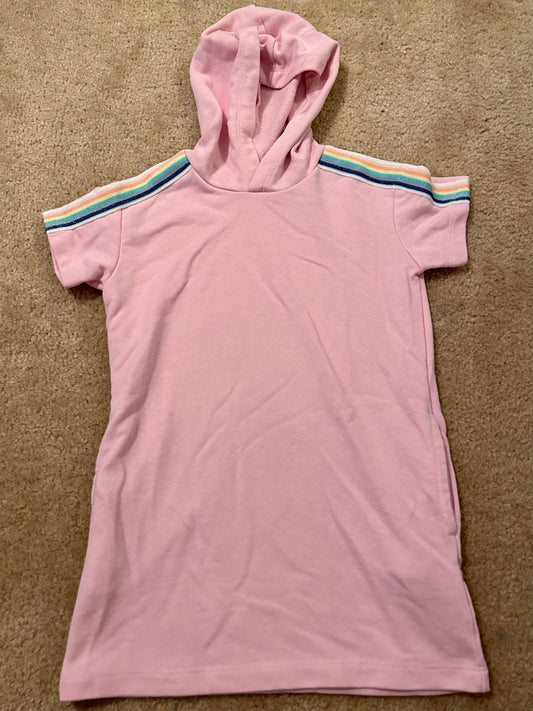 Girls 6/6x Hooded Sweatshirt Dress with Rainbow Detail