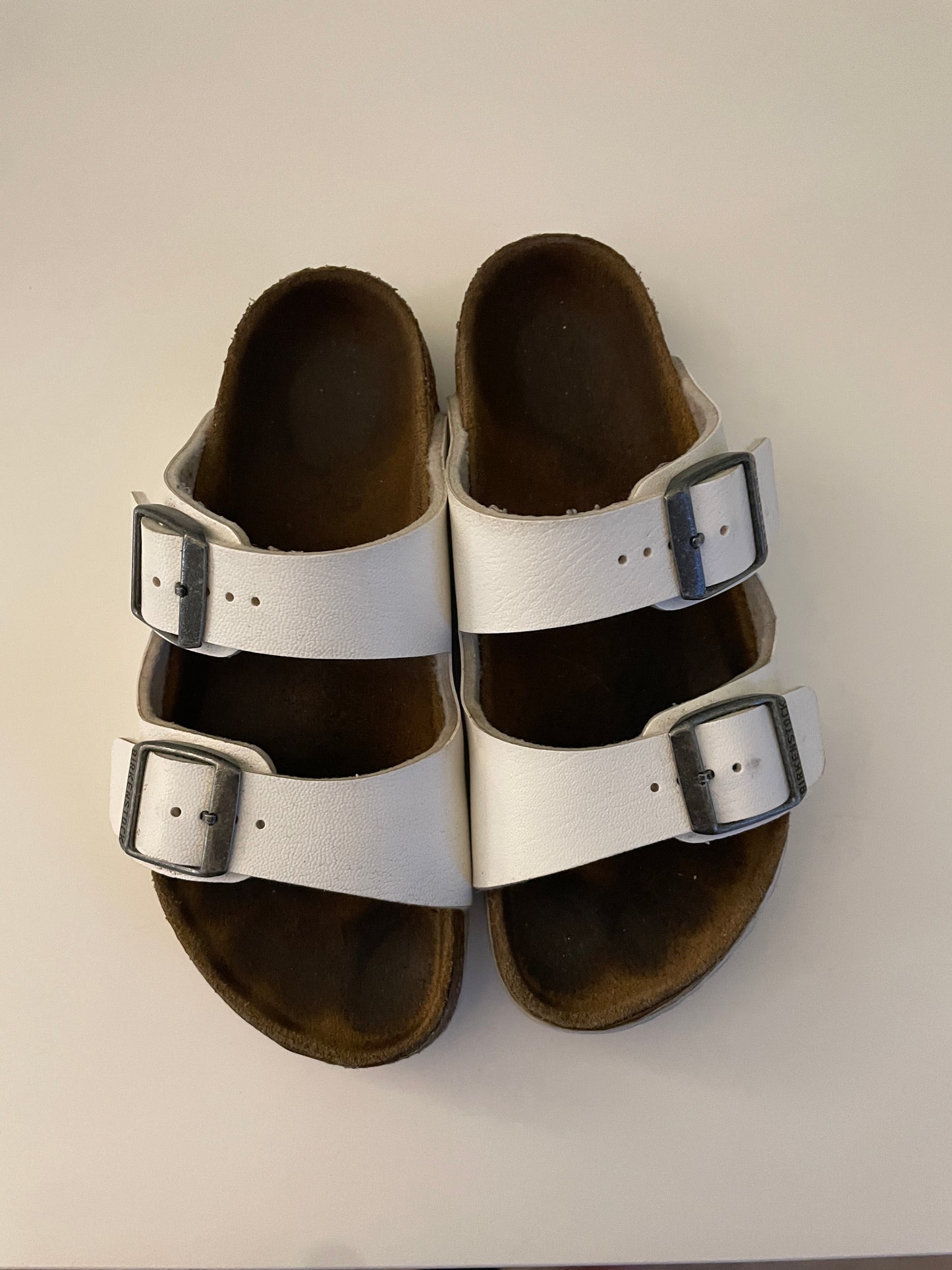 Little Girls White Birkenstock Sandals Size 30EU; 12-12.5 US
