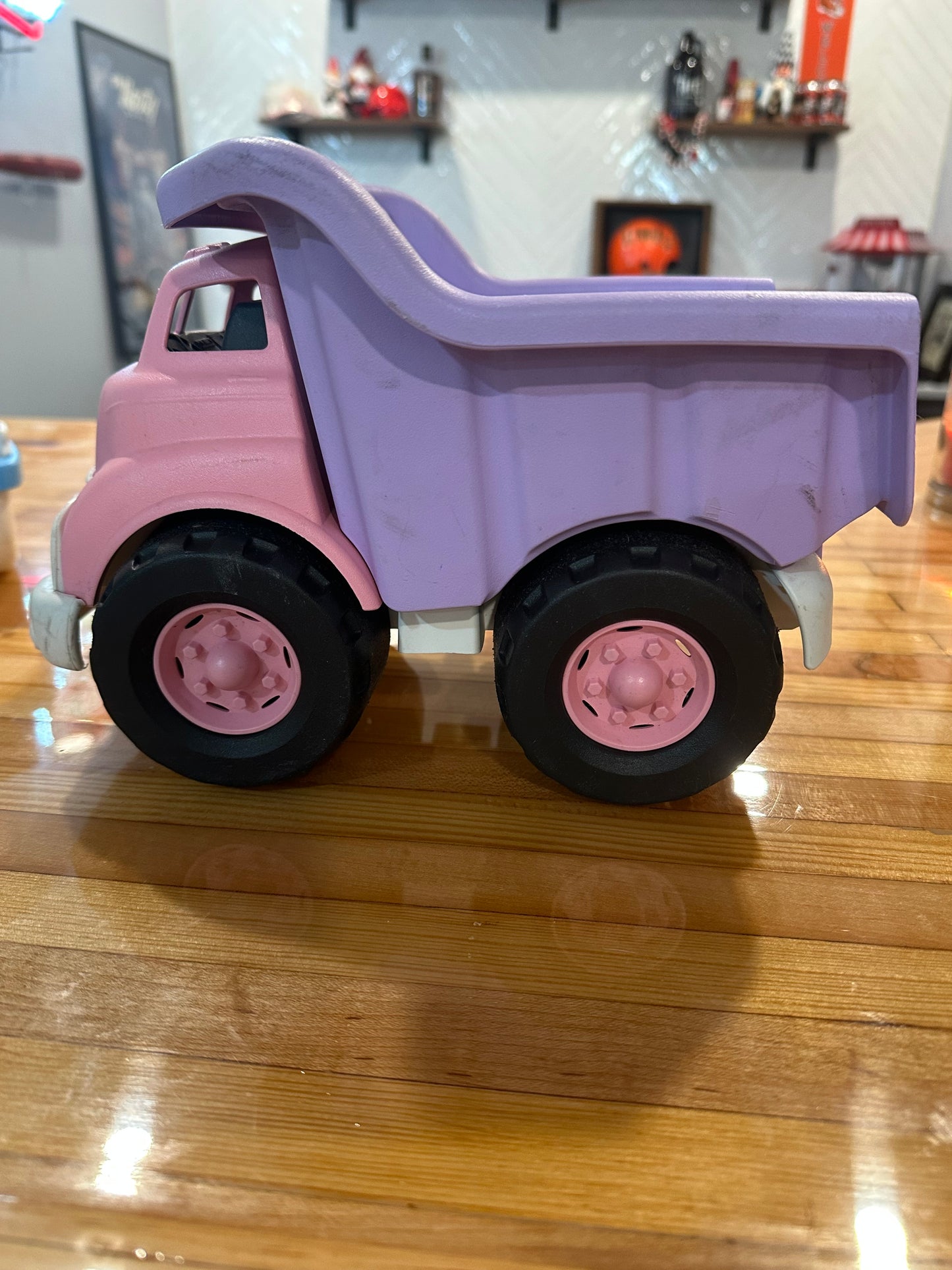 #57 pink green toys dump truck