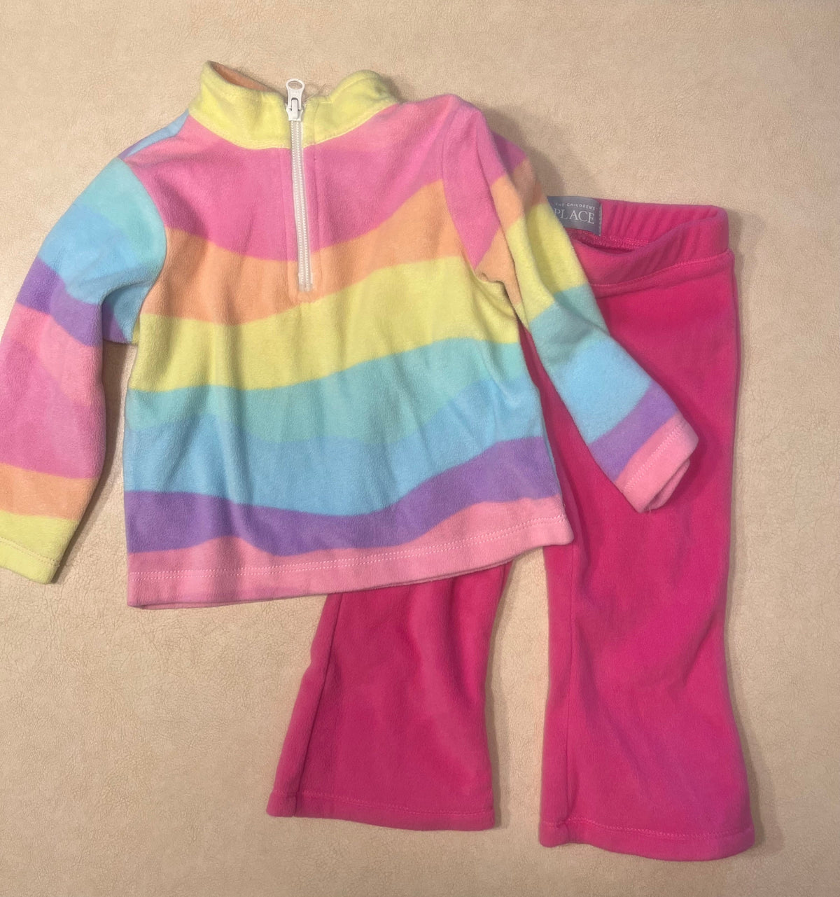 #200 Children's Place Pink Fleece Set Girls 12-18m