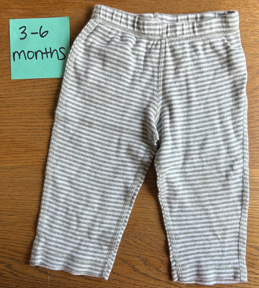 Burt’s Bees Baby gray/white striped cotton pants size 3-6 months