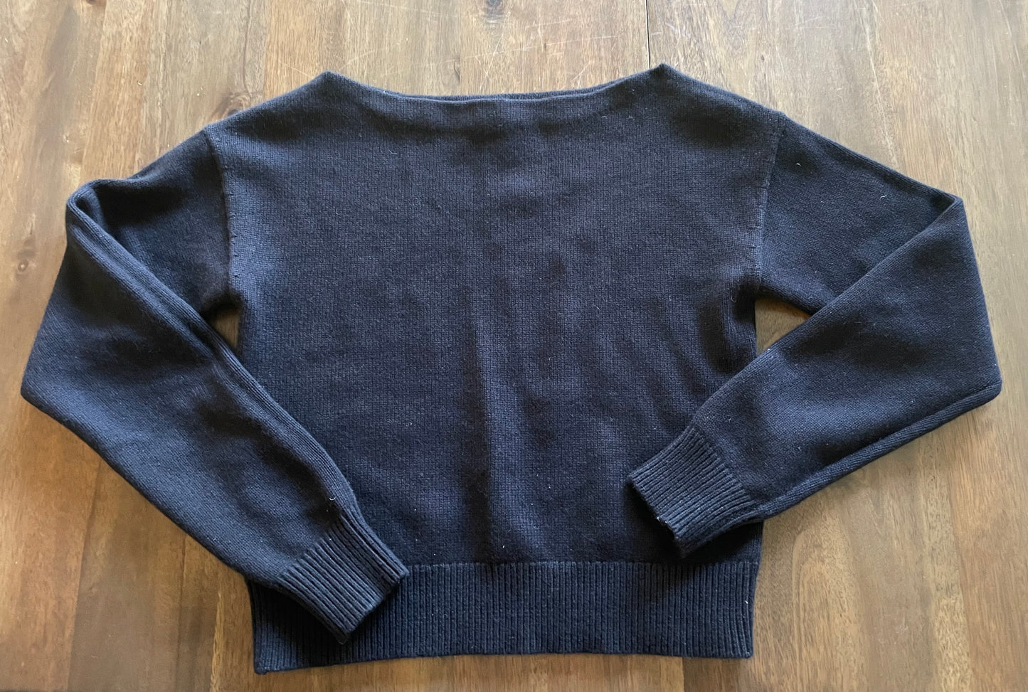 #52 - Michael Kors Collection - Black Cotton & Cashmere Bateau Neck Sweater - Women's Size Small